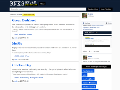 BNKS Urban Dictionary (web application)